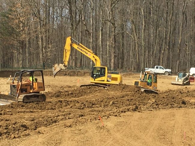 excavation equipment grading yard near Cleveland by Sitework Developing